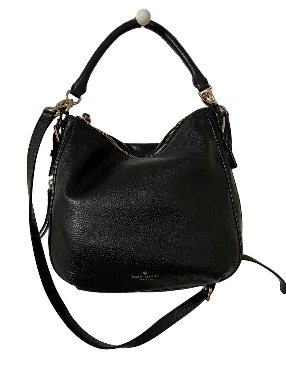 Kate Spade Black Pebbled Leather Cobble Hill Ella Hobo Bag